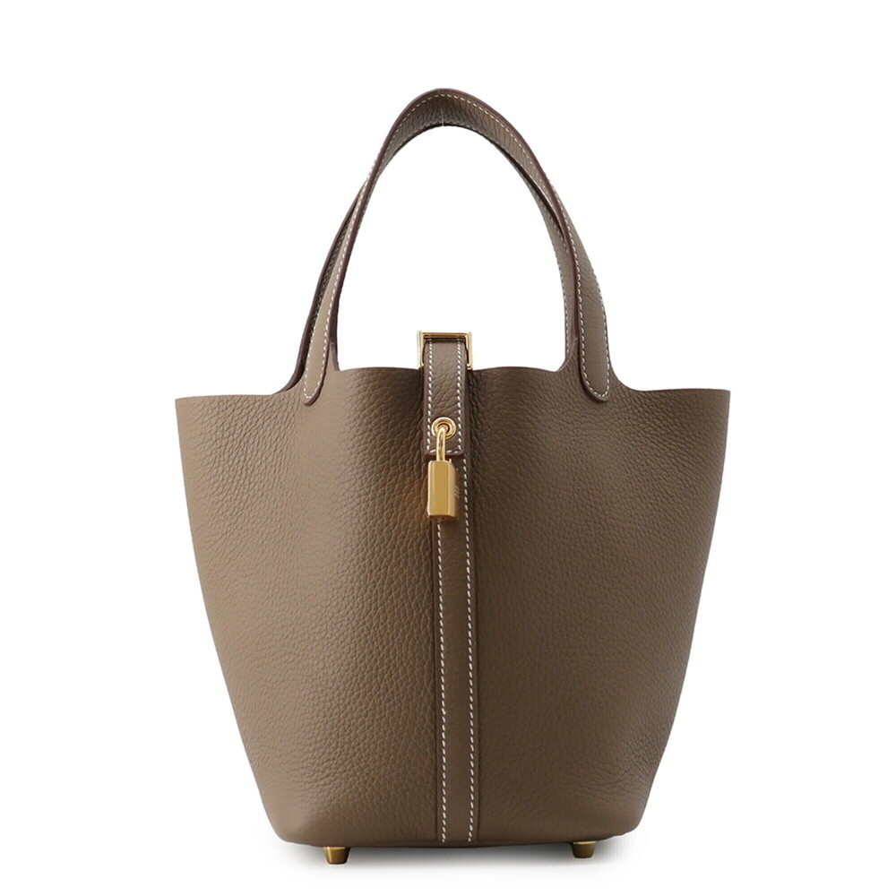 Hermes Picotin Lock PM handbag, Etoupe leather, hardware, Taurillon Clemence ...
